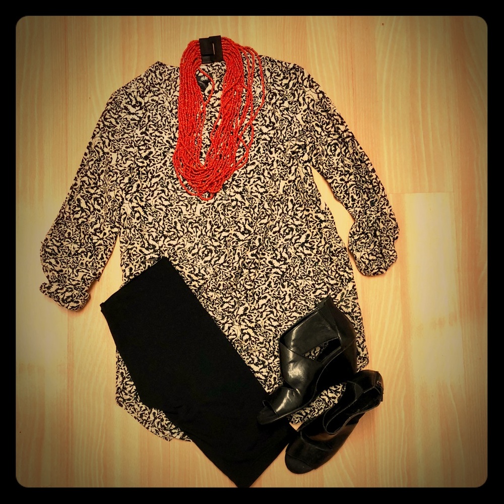 Fun, tan/black print tunic or dress from H&M